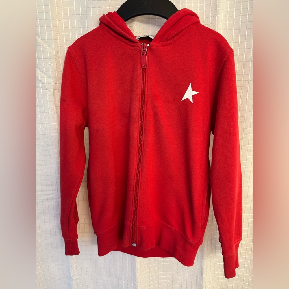 Red Kids Zip-Up Hoodie with Star Accent